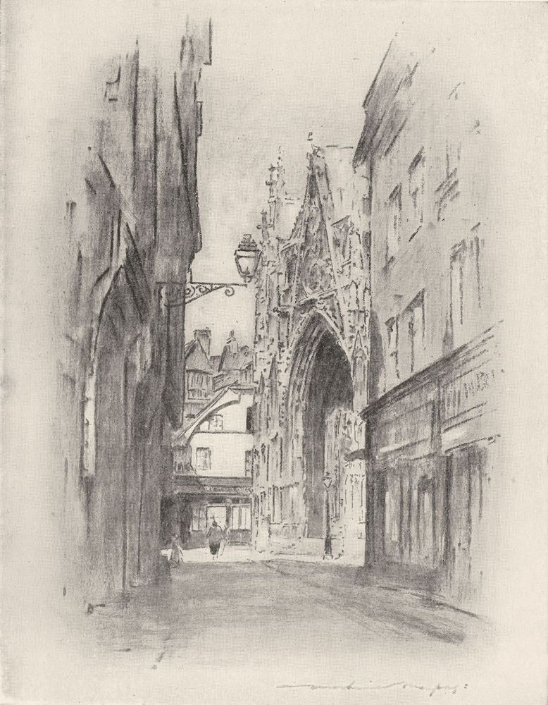 FRANCE. Normandy. Cathedral at Lillebonne 1920 old antique print picture